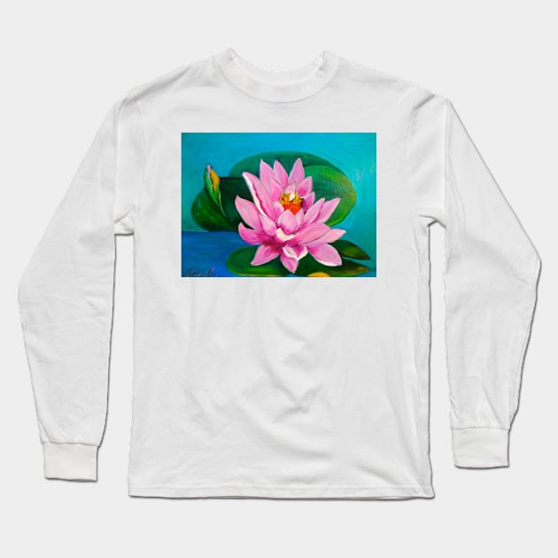 Pink Lily Pad Long Sleeve T-Shirt by jennyleeandjim